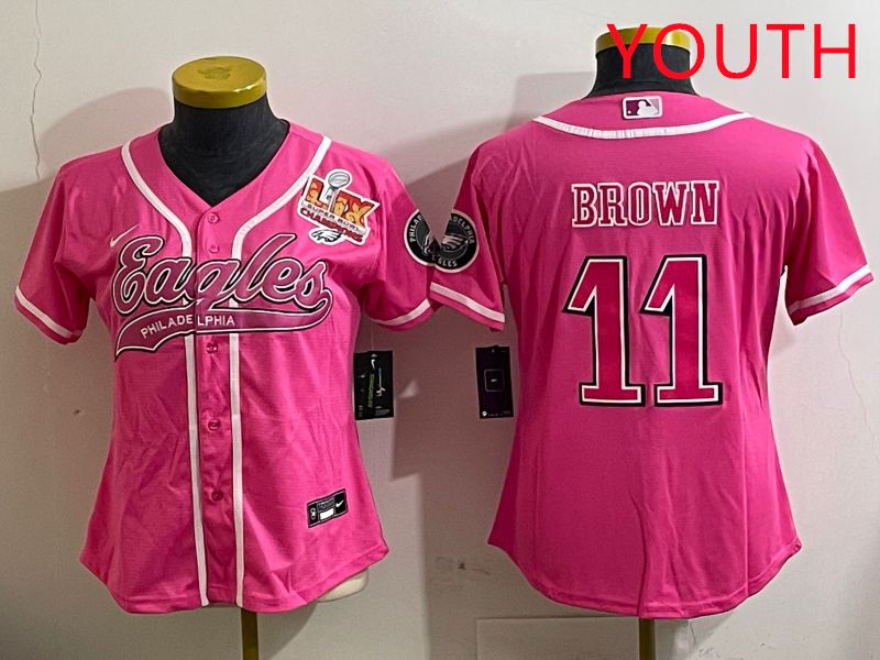 Youth Philadelphia Eagles 11 Brown Pink Jointly Name 2025 Nike Limited NFL Jersey style 4